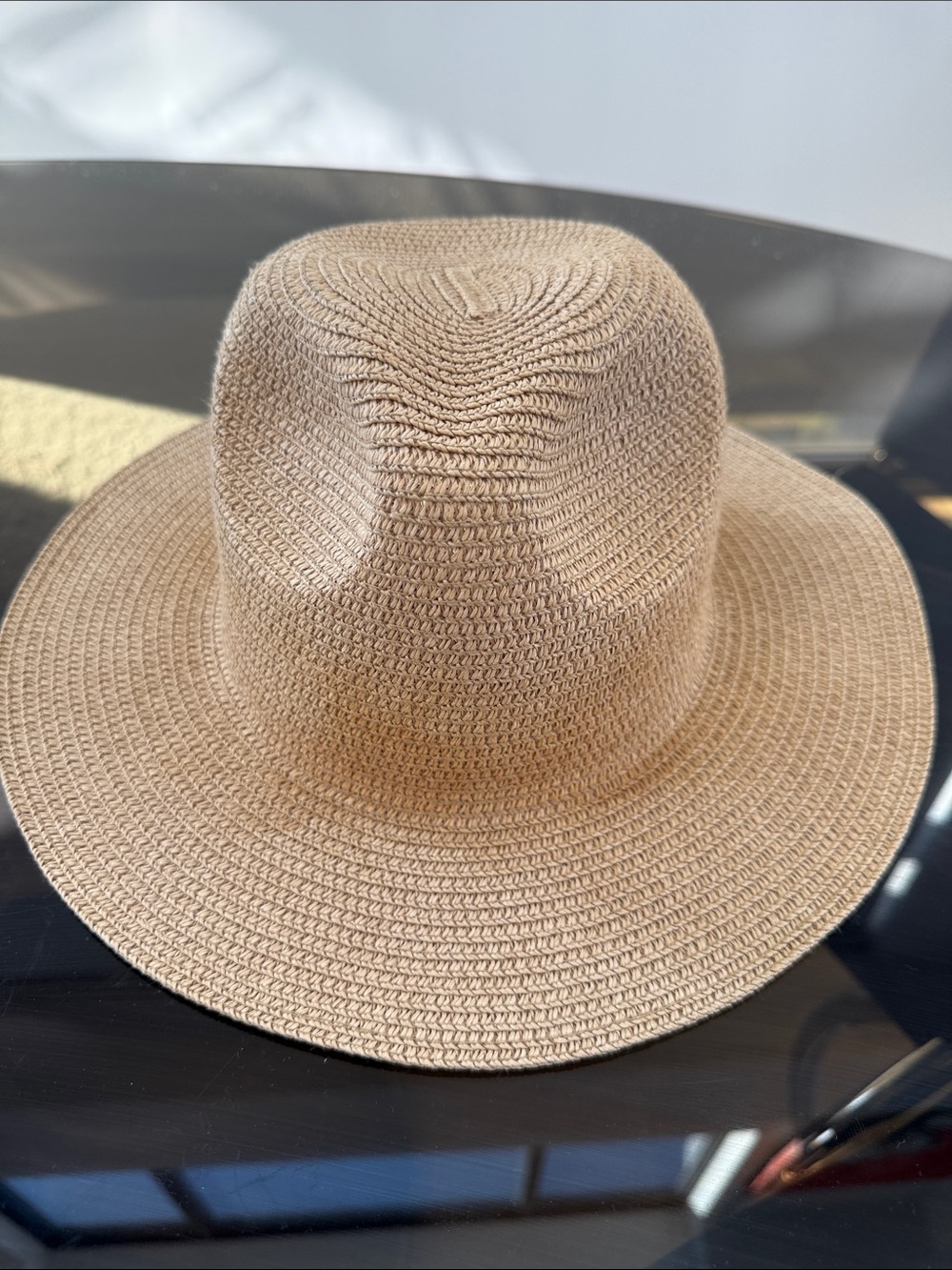 summer & rose Braided Straw Fedora Hat - Beige